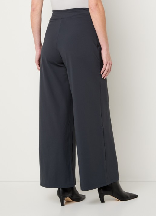 Ninepine Asana high waist wide fit broek met ritszakken - achterkant donkergrijs