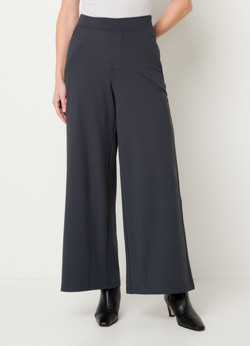 Ninepine Asana high waist wide fit broek met ritszakken - detail 4 donkergrijs