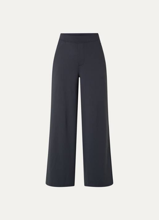 Ninepine Asana high waist wide fit broek met ritszakken - voorkant 2 donkergrijs