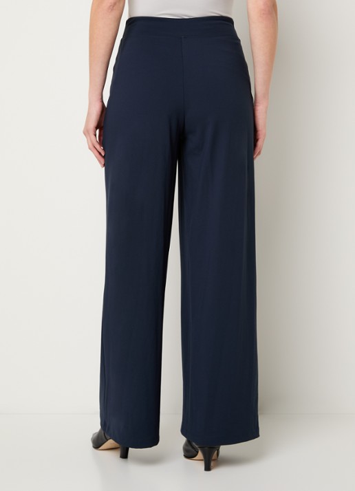 Ninepine Asana high waist wide fit broek met ritszakken - achterkant 3 donkerblauw