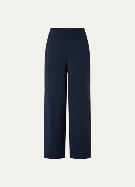 Ninepine Asana high waist wide fit broek met ritszakken - voorkant donkerblauw