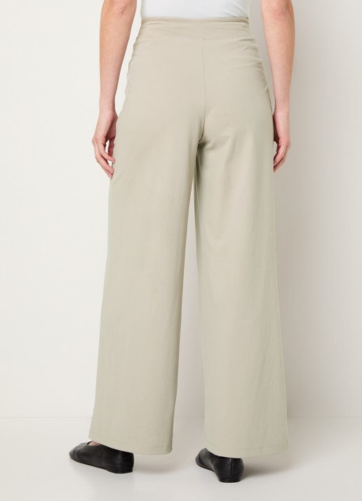 Ninepine Asana high waist wide fit broek met ritszakken - achterkant beige