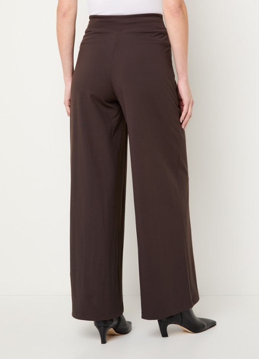 Ninepine Asana high waist wide fit pantalon - achterkant 2 donkerbruin
