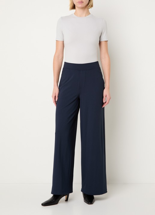 Ninepine Asana high waist wide fit pantalon - voorkant 2 donkerblauw