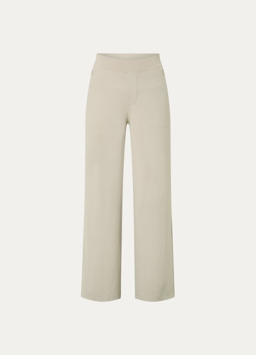 Ninepine Asana high waist wide fit pantalon - voorkant 3 beige