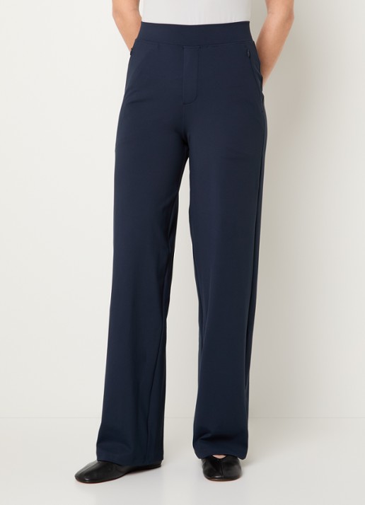 Ninepine Asana Relaxed high waist straight fit broek met ritszakken - detail 2 donkerblauw