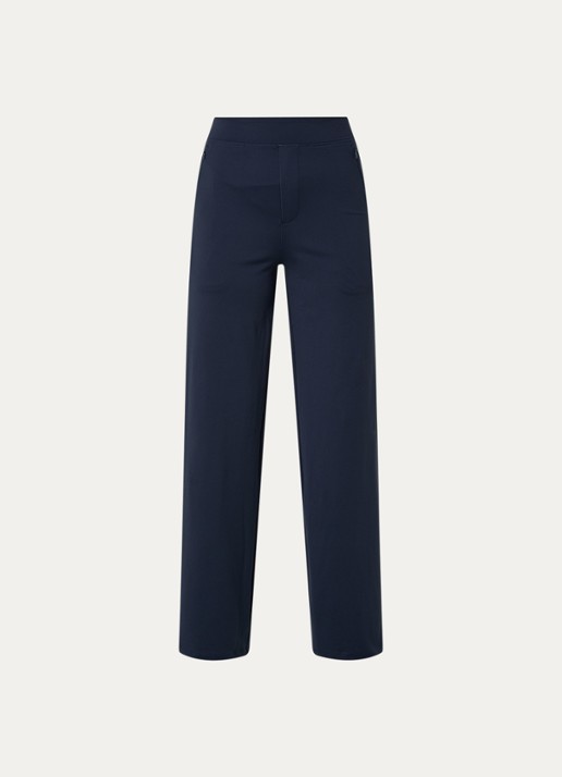 Ninepine Asana Relaxed high waist straight fit broek met ritszakken - voorkant 3 donkerblauw