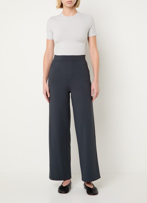 Ninepine Asana Relaxed high waist straight fit broek met ritszakken - voorkant 2 donkergrijs