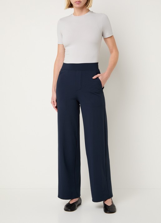 Ninepine Asana Relaxed high waist straight fit broek met ritszakken - voorkant 3 donkerblauw