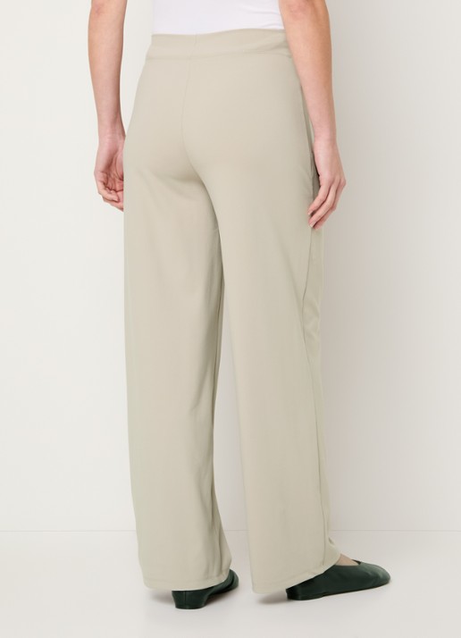Ninepine Asana Relaxed high waist straight fit broek met ritszakken - achterkant 4 beige