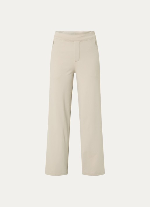 Ninepine Asana Relaxed high waist straight fit broek met ritszakken - voorkant beige