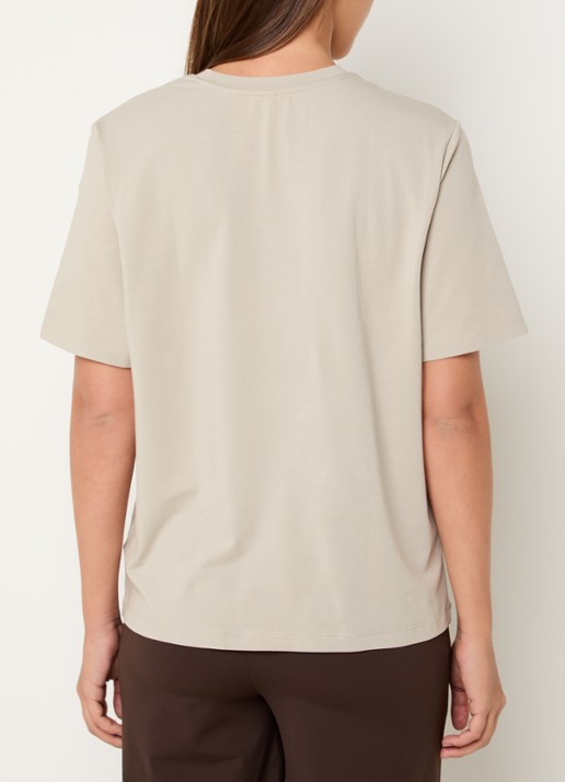 Ninepine Classic Pima T-shirt met ronde hals - achterkant khaki
