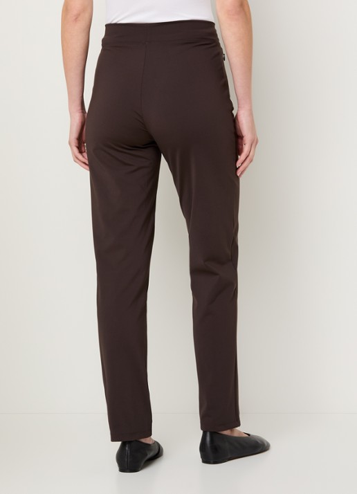Ninepine High waist slim fit broek met ritszakken - achterkant donkerbruin