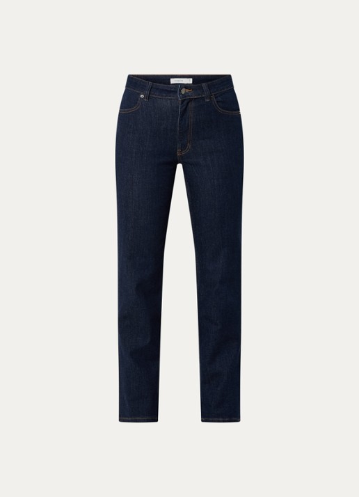 Ninepine High waist slim fit jeans met donkere wassing - voorkant 2 indigo