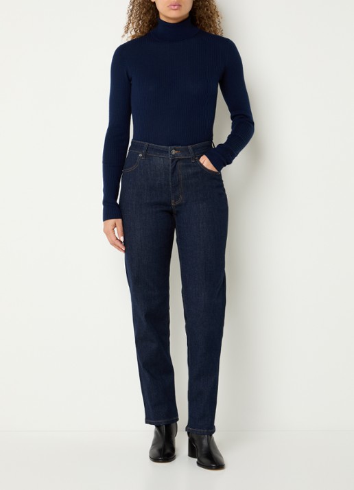 Ninepine High waist slim fit jeans met donkere wassing - voorkant 3 indigo