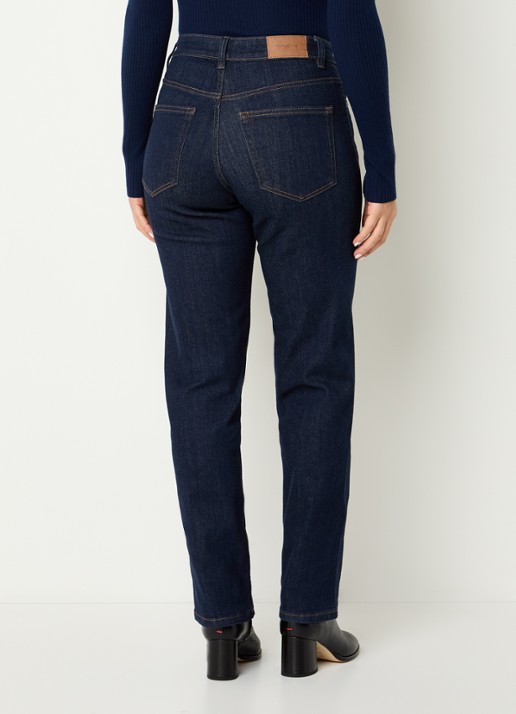 Ninepine High waist slim fit jeans met gekleurde wassing - achterkant donkerblauw