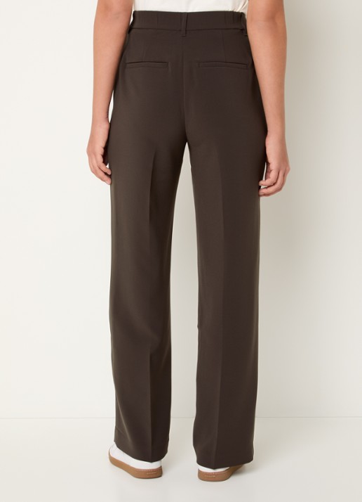 Ninepine High waist straight fit pantalon met steekzakken - achterkant donkerbruin