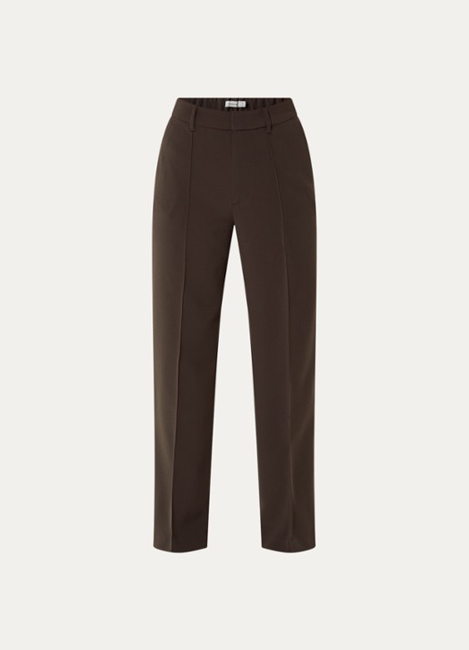 Ninepine High waist straight fit pantalon met steekzakken - voorkant 3 donkerbruin