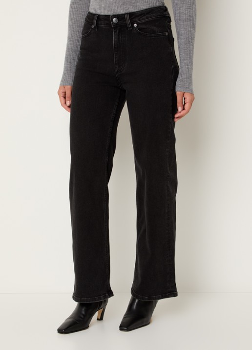 Ninepine High waist straight leg jeans met gekleurde wassing - detail 4 zwart