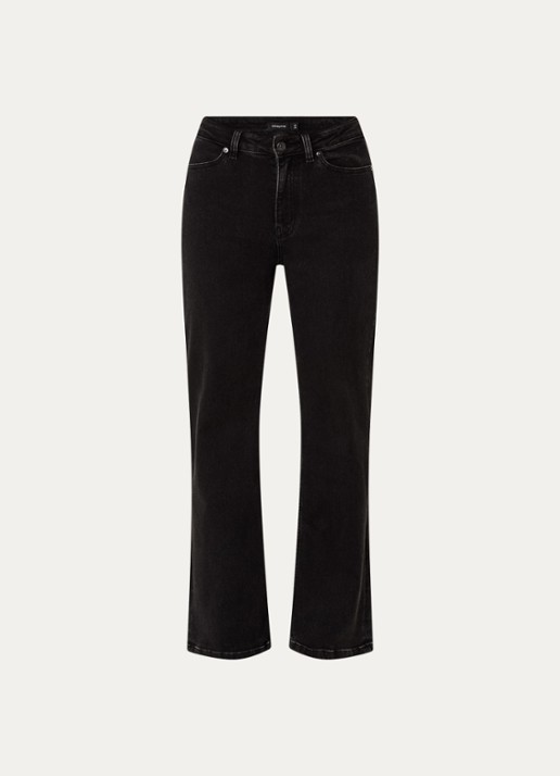 Ninepine High waist straight leg jeans met gekleurde wassing - voorkant zwart