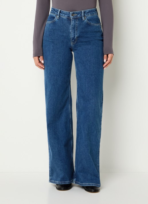 Ninepine High waist straight leg jeans met medium wassing