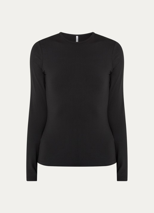 Ninepine Longsleeve met ronde hals - voorkant zwart