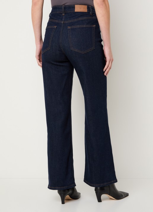Ninepine Relaxed Comfort high waist straight leg jeans met donkere wassing - achterkant donkerblauw
