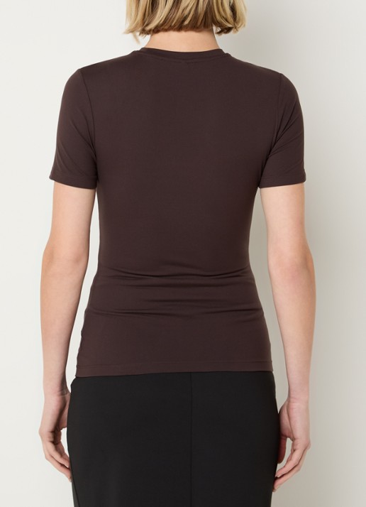 Ninepine T-shirt met ronde hals - achterkant donkerbruin