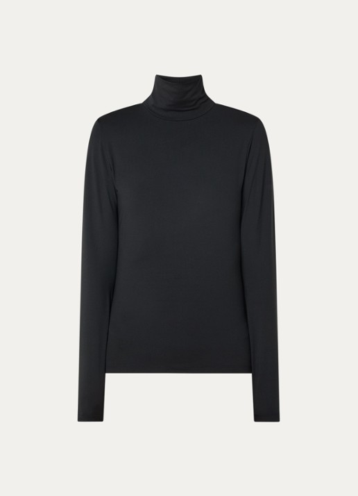 Ninepine Top van jersey met col - voorkant zwart