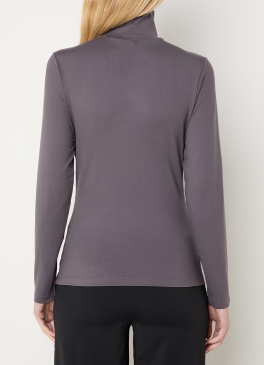 Ninepine Top van jersey met col - achterkant taupe