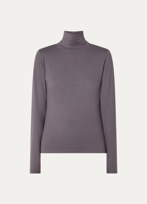 Ninepine Top van jersey met col - voorkant 3 taupe