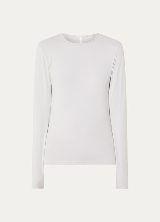 Ninepine Top van jersey met ronde hals - voorkant lichtgrijs