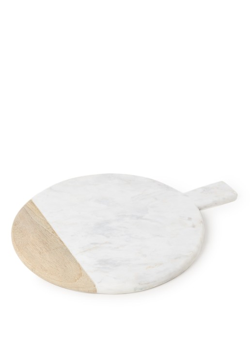 Nkuku Bwari snij- en serveerplank van marmer 32 cm - voorkant 2 wit