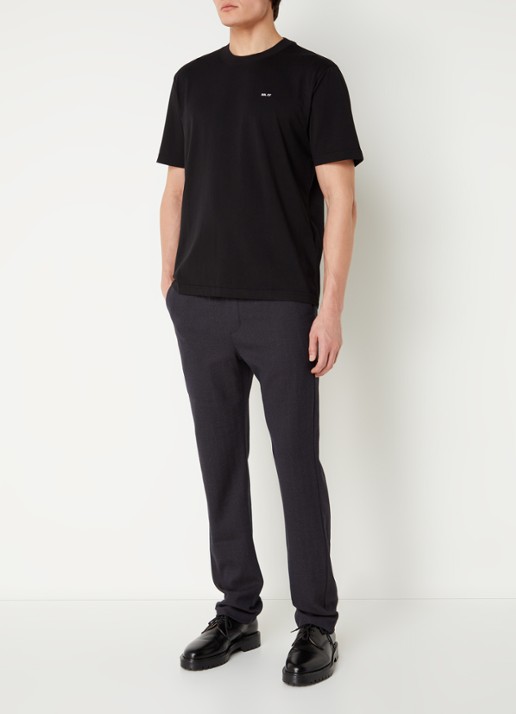 NN.07 Adam T-shirt met logo - voorkant 4 zwart