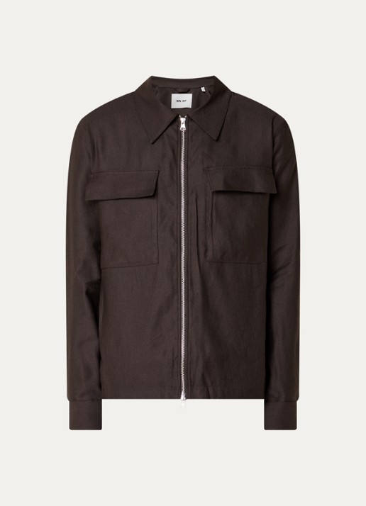 NN.07 Alban overshirt met borstzakken - voorkant 2 donkerbruin