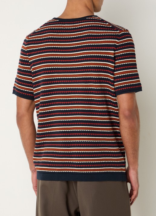 NN.07 Bari grofgebreid T-shirt met ingebreid patroon - achterkant roodbruin
