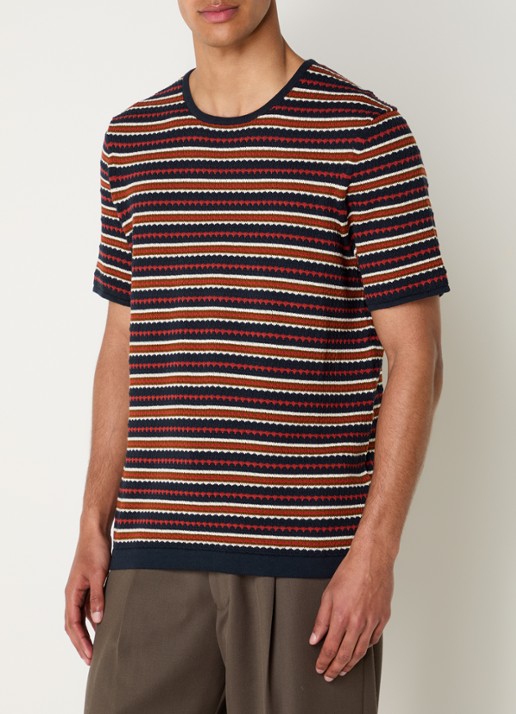 NN.07 Bari grofgebreid T-shirt met ingebreid patroon