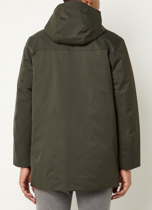 NN.07 Blake gewatteerde parka met capuchon en ritszakken  - achterkant 3 bronsgroen