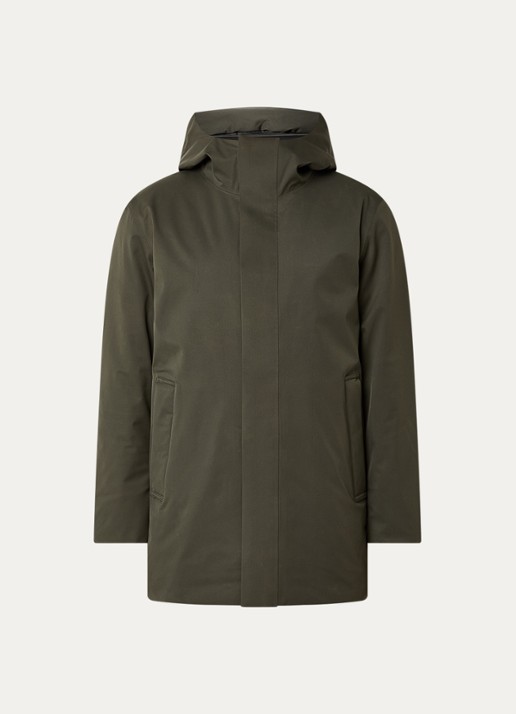 NN.07 Blake gewatteerde parka met capuchon en ritszakken  - voorkant bronsgroen
