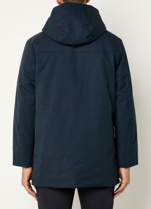 NN.07 Blake gewatteerde parka met capuchon en ritszakken  - achterkant 2 donkerblauw