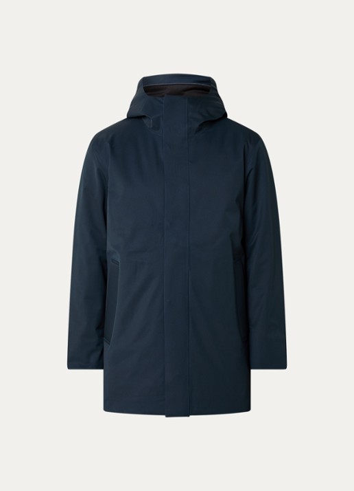 NN.07 Blake gewatteerde parka met capuchon en ritszakken  - voorkant 3 donkerblauw