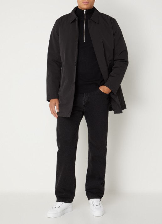 NN.07 Blake gewatteerde trenchcoat met uitneembare voering - voorkant 2 zwart
