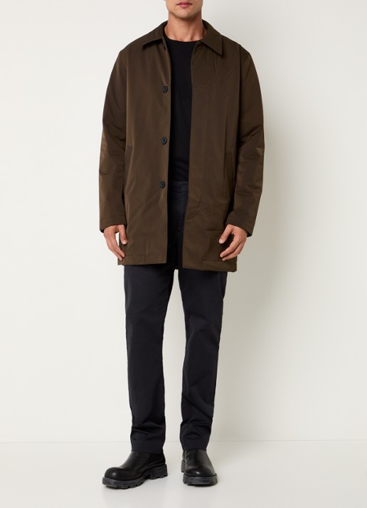 NN.07 Blake gewatteerde trenchcoat  met uitneembare voering - voorkant 2 donkerbruin