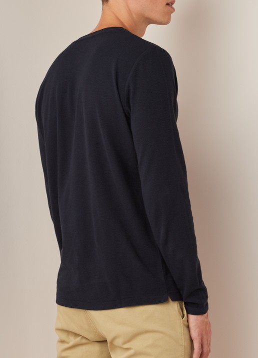 NN.07 Clive longsleeve in katoenblend met structuur - achterkant 4 donkerblauw