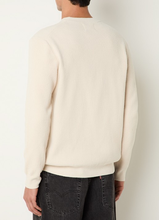 NN.07 Danny grofgebreide pullover met ronde hals - achterkant ivoor