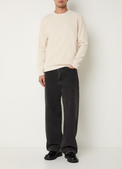 NN.07 Danny grofgebreide pullover met ronde hals - voorkant 4 ivoor