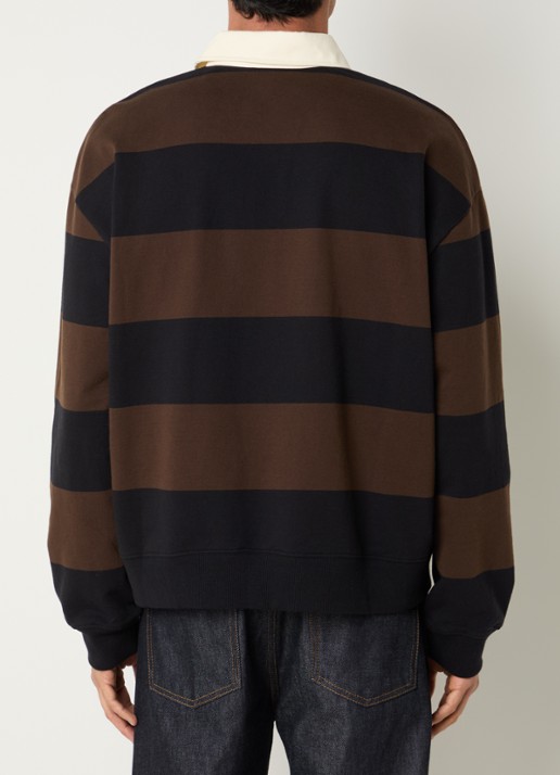 NN.07 David sweater met streepprint - achterkant 3 bruin
