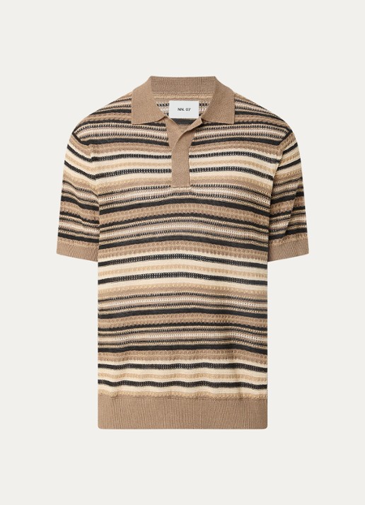 NN.07 Fijngebreide polo met streepprint