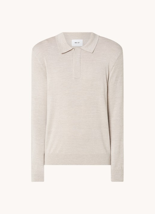 NN.07 Fijngebreide pullover van wol met polokraag - voorkant 2 beige