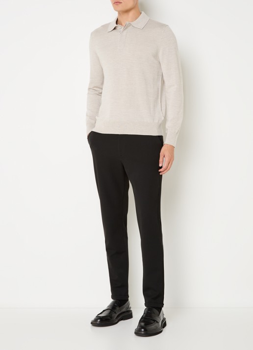 NN.07 Fijngebreide pullover van wol met polokraag - voorkant 3 beige